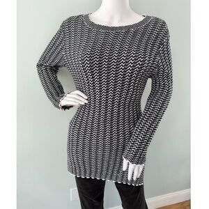 Brooks Brothers Herringbone Tunic Pullover Sweater Black & White Size Medium